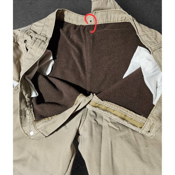 Wrangler Pants Mens 38x32 Brown Cargo Fleece Lined Workwear Carpenter Utility - Picture 8 of 10